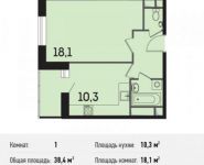 1-комнатная квартира площадью 38.4 кв.м, Новотушинская улица, 3 | цена 4 158 720 руб. | www.metrprice.ru