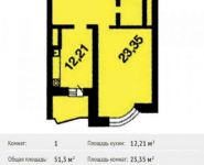 1-комнатная квартира площадью 51.3 кв.м, Красногорский бульвар, 14 | цена 6 412 500 руб. | www.metrprice.ru