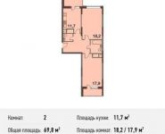 2-комнатная квартира площадью 69.8 кв.м, Сколковская улица, 7А | цена 5 884 140 руб. | www.metrprice.ru