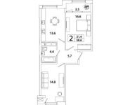 2-комнатная квартира площадью 58.64 кв.м, Рязанский проспект, д.влд 2 | цена 9 817 332 руб. | www.metrprice.ru