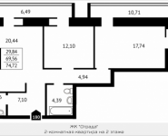 2-комнатная квартира площадью 74.7 кв.м, Клубная, 13 | цена 7 069 608 руб. | www.metrprice.ru