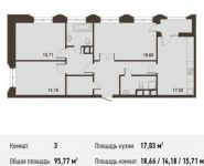 3-комнатная квартира площадью 95.8 кв.м, Берзарина ул., 28 | цена 19 551 446 руб. | www.metrprice.ru