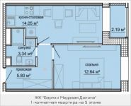 1-комнатная квартира площадью 36.93 кв.м, Октябрьская, 2, корп.2 | цена 4 298 622 руб. | www.metrprice.ru