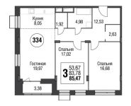 3-комнатная квартира площадью 85.47 кв.м, Почтовая Б. улица, д.влд30к6 | цена 18 629 383 руб. | www.metrprice.ru