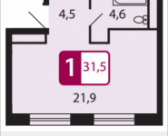 1-комнатная квартира площадью 31.5 кв.м, Северный Квартал, 1 | цена 2 142 000 руб. | www.metrprice.ru