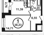 1-комнатная квартира площадью 38.2 кв.м, Петра Алексеева ул., 12АС2 | цена 6 960 116 руб. | www.metrprice.ru