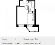 1-комнатная квартира площадью 23.4 кв.м, Большая Косинская улица, 16к1 | цена 1 934 698 руб. | www.metrprice.ru