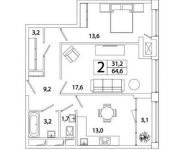 2-комнатная квартира площадью 64.6 кв.м, Рязанский пр-кт, 2 | цена 9 355 307 руб. | www.metrprice.ru