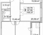 3-комнатная квартира площадью 96.99 кв.м, Лазоревый пр., 3 | цена 23 262 372 руб. | www.metrprice.ru