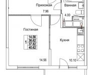 1-комнатная квартира площадью 37.82 кв.м, 2-я Муравская | цена 5 203 729 руб. | www.metrprice.ru