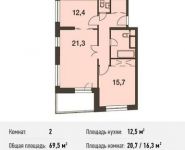 2-комнатная квартира площадью 69.5 кв.м, Волоколамское ш, 67 | цена 11 393 830 руб. | www.metrprice.ru