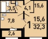 1-комнатная квартира площадью 33 кв.м, квартал Изумрудный, 9 | цена 3 580 000 руб. | www.metrprice.ru