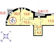 2-комнатная квартира площадью 75 кв.м, Фасадная ул., 2 | цена 6 008 000 руб. | www.metrprice.ru