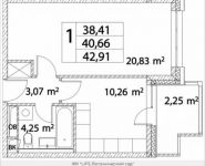 1-комнатная квартира площадью 40 кв.м, Лазоревый пр., 3С7 | цена 9 256 127 руб. | www.metrprice.ru