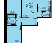 3-комнатная квартира площадью 76.47 кв.м, 5-й микрорайон, 18 | цена 4 074 322 руб. | www.metrprice.ru