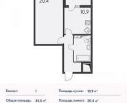 1-комнатная квартира площадью 45 кв.м, Борисовка ул., 14 | цена 3 935 750 руб. | www.metrprice.ru