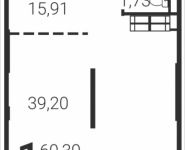 1-комнатная квартира площадью 60.39 кв.м, Татьянин Парк, 14 | цена 6 093 652 руб. | www.metrprice.ru