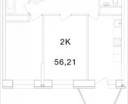 2-комнатная квартира площадью 56.21 кв.м, Ясная улица, 8 | цена 4 042 792 руб. | www.metrprice.ru