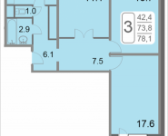 3-комнатная квартира площадью 78.1 кв.м, 2-й Грайвороновский проезд влд 38 к6, корп.6 | цена 9 815 998 руб. | www.metrprice.ru