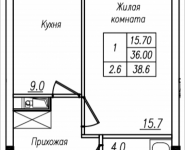 1-комнатная квартира площадью 38.6 кв.м, Просвещения, 12 | цена 2 247 050 руб. | www.metrprice.ru