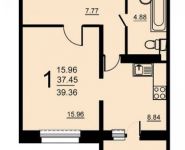 1-комнатная квартира площадью 39.36 кв.м, 5-й микрорайон, 18 | цена 2 228 170 руб. | www.metrprice.ru