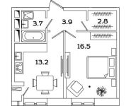 1-комнатная квартира площадью 40.1 кв.м, Рязанский проспект, д.влд 2 | цена 6 943 675 руб. | www.metrprice.ru