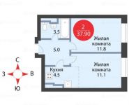 1-комнатная квартира площадью 38 кв.м, Бачуринская ул., 17 | цена 4 900 000 руб. | www.metrprice.ru