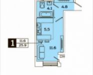 1-комнатная квартира площадью 25 кв.м, Рязанский просп. | цена 4 937 058 руб. | www.metrprice.ru