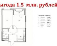 2-комнатная квартира площадью 53.8 кв.м,  | цена 6 963 654 руб. | www.metrprice.ru