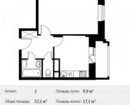 1-комнатная квартира площадью 37.1 кв.м, | цена 2 700 416 руб. | www.metrprice.ru