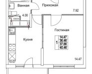1-комнатная квартира площадью 37.66 кв.м, 2-я Муравская | цена 5 181 714 руб. | www.metrprice.ru