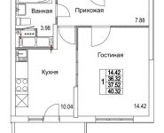 1-комнатная квартира площадью 37.52 кв.м, 2-я Муравская | цена 5 200 272 руб. | www.metrprice.ru