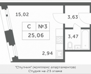 1-комнатная квартира площадью 25.06 кв.м, Мякининское шоссе, 1 | цена 2 425 808 руб. | www.metrprice.ru