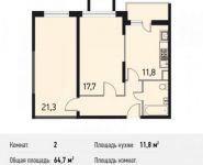 2-комнатная квартира площадью 64.7 кв.м, улица Дмитрия Ульянова, 6к1 | цена 5 083 350 руб. | www.metrprice.ru