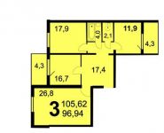 3-комнатная квартира площадью 102 кв.м, Солнечный мкр, 1 | цена 2 999 000 руб. | www.metrprice.ru