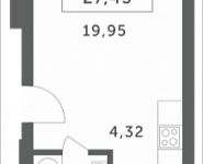 1-комнатная квартира площадью 27.43 кв.м, Мякининское шоссе, 4 | цена 3 373 890 руб. | www.metrprice.ru