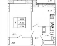 1-комнатная квартира площадью 37.74 кв.м, Омская, 12 | цена 4 198 575 руб. | www.metrprice.ru