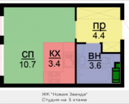 1-комнатная квартира площадью 22.1 кв.м, Бачуринская, корп.4 | цена 2 718 300 руб. | www.metrprice.ru