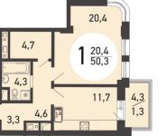 1-комнатная квартира площадью 50.3 кв.м, Рогожский Вал ул., 11 | цена 16 533 610 руб. | www.metrprice.ru