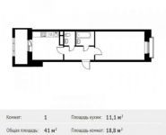 1-комнатная квартира площадью 41 кв.м, Фруктовая ул., 1К1 | цена 4 339 522 руб. | www.metrprice.ru