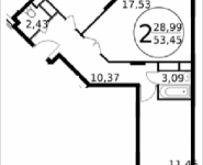 2-комнатная квартира площадью 53.45 кв.м, Просвещения, 11 | цена 3 260 450 руб. | www.metrprice.ru