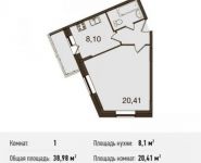 1-комнатная квартира площадью 39 кв.м, Центральная ул., ДВЛ1Б | цена 2 397 270 руб. | www.metrprice.ru