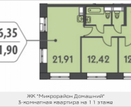 3-комнатная квартира площадью 61.9 кв.м, ул. Донецкая, 30, корп.2 | цена 8 132 732 руб. | www.metrprice.ru