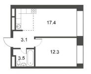 1-комнатная квартира площадью 36.38 кв.м, Автозаводская улица, 17 | цена 7 799 872 руб. | www.metrprice.ru