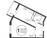 1-комнатная квартира площадью 37 кв.м в ЖК "Гагаринский" (Жуковский), Гагарина ул., 60 | цена 2 023 507 руб. | www.metrprice.ru