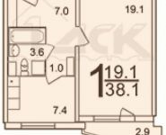 1-комнатная квартира площадью 36.7 кв.м, Вертолетчиков ул., 9К2 | цена 4 000 000 руб. | www.metrprice.ru