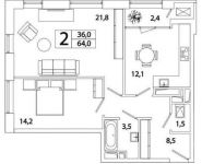 2-комнатная квартира площадью 64 кв.м, Рязанский пр-кт, 2 | цена 10 625 984 руб. | www.metrprice.ru