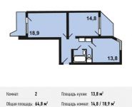2-комнатная квартира площадью 64.8 кв.м, Некрасовка п, Покровская ул, 16 | цена 6 622 560 руб. | www.metrprice.ru