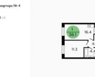 1-комнатная квартира площадью 35.6 кв.м, Ленинградское ш, 58/14 | цена 5 628 324 руб. | www.metrprice.ru