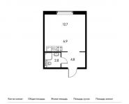 1-комнатная квартира площадью 27.2 кв.м, Сосенское п, Александры Монаховой ул, 96к2 | цена 3 473 440 руб. | www.metrprice.ru
